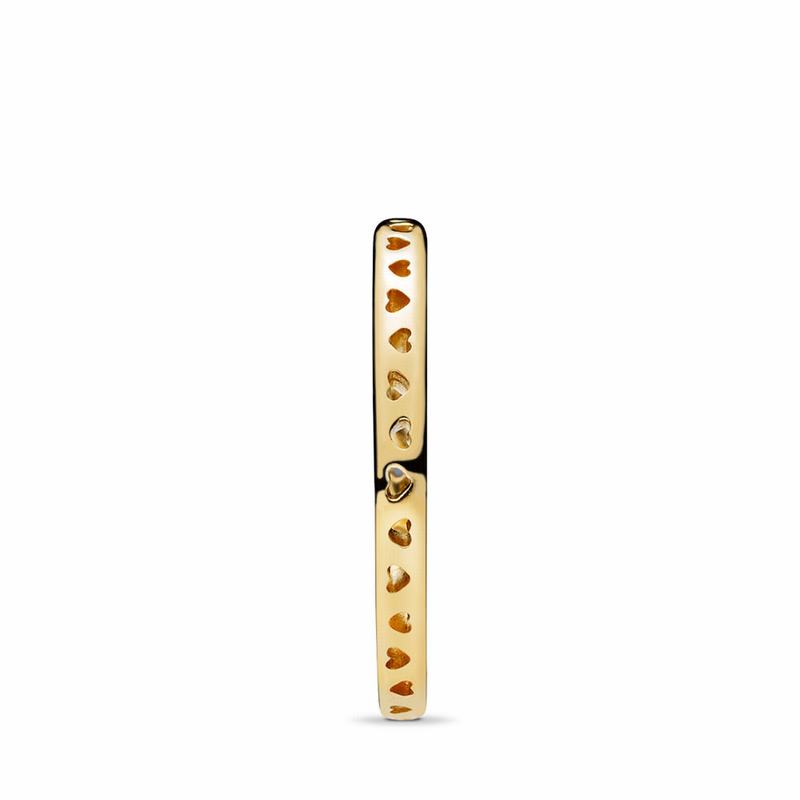 Pandora Shine™ Signature Hearts Stackable Ring - 18ct Gold Plated - Canada | NL5064LP